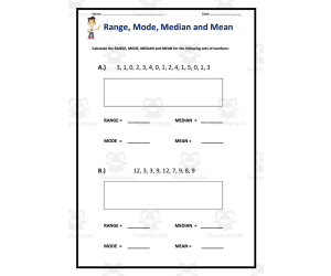 Range, Mode, Median, and Mean Worksheet Set