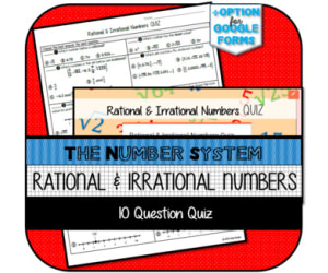 Rational and Irrational Numbers QUIZ
