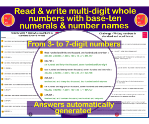 Read & write multi-digit numbers with numerals & names - Place value