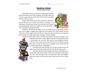 Reading a Book Reading Comprehension Worksheet