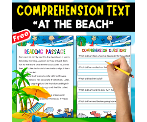 READING-COMPREHENSION + 4 ANCHOR CHARTS | AT THE BEACH