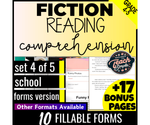 Reading Comprehension and Questions Fiction Set 4 - School (Forms)
