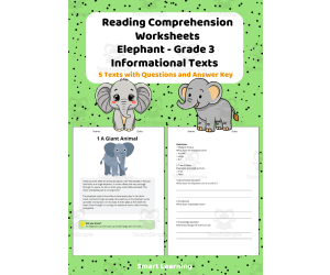 Reading Comprehension Elephant | Grade 3 Informational Texts