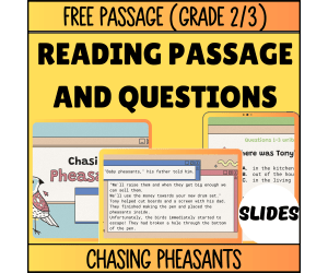Reading Comprehension Fiction Set 2 Sample: Chasing Pheasants (Slides)