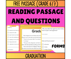 Reading Comprehension Fiction Set 2 Sample: Graduation (Google Forms)