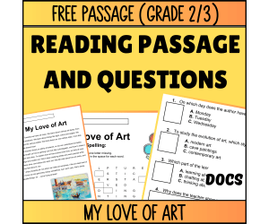 Reading Comprehension Fiction Set 4 Sample: My Love of Art (Docs)