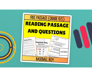 Reading Comprehension Fiction Set 5 Sample: Baseball Boy (Word)