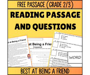 Reading Comprehension Fiction Set 5 Sample Best at Being a Friend Word