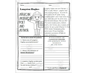 Reading Comprehension for Black History Month: Langston Hughes