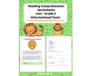 Reading Comprehension Lion | Grade 3 Informational Texts