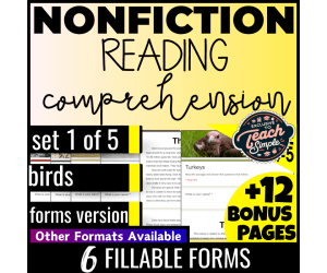 Reading Comprehension Nonfiction Set 1 - Birds (Forms)