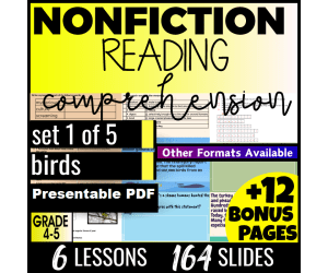 Reading Comprehension Nonfiction Set 1 - Birds (Presentable PDF)