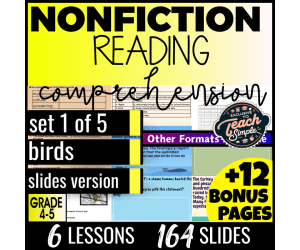 Reading Comprehension Nonfiction Set 1 - Birds (Slides)