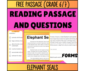 Reading Comprehension Nonfiction Set 1 Sample: Elephant Seals (Forms)