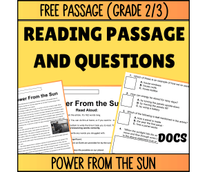 Reading Comprehension Nonfiction Set 1 Sample Power From the Sun Docs