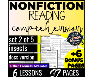 Reading Comprehension Nonfiction Set 2 - Insects (Docs)