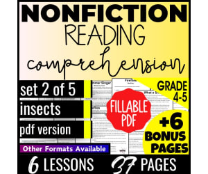 Reading Comprehension Nonfiction Set 2 - Insects (Fillable PDF)