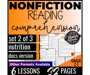 Reading Comprehension Nonfiction Set 2 - Nutrition (Google Docs)