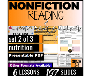 Reading Comprehension Nonfiction Set 2 - Nutrition Presentable PDF