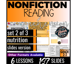 Reading Comprehension Nonfiction Set 2 - Nutrition (Slides)