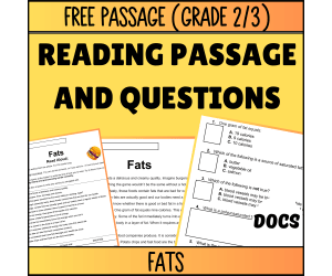 Reading Comprehension Nonfiction Set 2 Sample: Fats (Docs)
