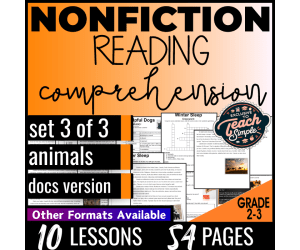 Reading Comprehension Nonfiction Set 3 - Animals (Google Docs)