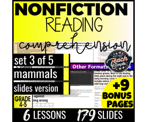 Reading Comprehension Nonfiction Set 3 - Mammals (Slides)