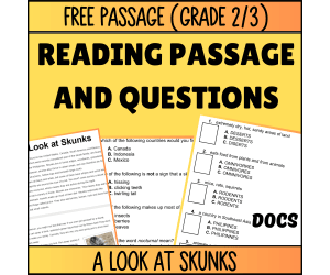 Reading Comprehension Nonfiction Set 3 Sample: A Look at Skunks (Docs)