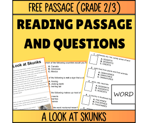 Reading Comprehension Nonfiction Set 3 Sample: A Look at Skunks (Word)