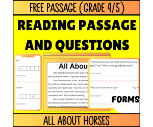 Reading Comprehension Nonfiction Set 3 Sample: All About Horses Forms