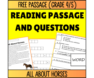 Reading Comprehension Nonfiction Set 3 Sample: All About Horses (Word)