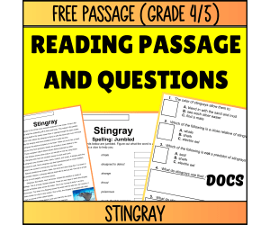 Reading Comprehension Nonfiction Set 5 Sample: Stingray (Docs)