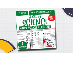 Reading Comprehension on Cells, Reproduction, Genetics (Fillable PDF)