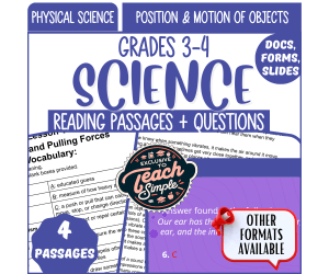 Reading Comprehension on Position and Motion of Objects (Google Drive)