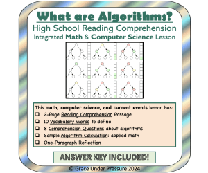 Reading Comprehension Passage: Algorithms: Integrated Math & Computers