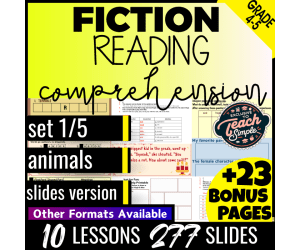 Reading Comprehension Passages Fiction Set 1 - Animals (Slides)