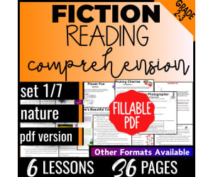 Reading Comprehension Passages Fiction Set 1 - Nature (Fillable PDF)