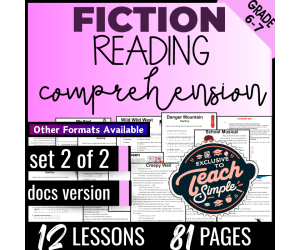 Reading Comprehension Passages Fiction Set 2 (Docs) Digital Centers