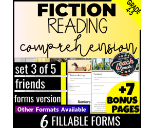 Reading Comprehension Passages Fiction Set 3 - Friends (Google Forms)