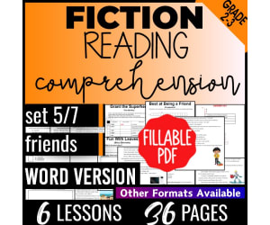 Reading Comprehension Passages Fiction Set 5 - Friends (Fillable PDF)