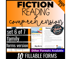 Reading Comprehension Passages Fiction Set 6 - Family (Google Forms)