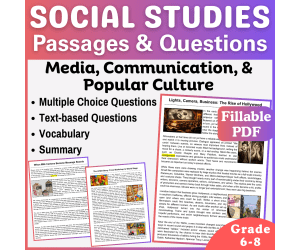 Reading Comprehension Passages: Media and Communication (Fillable PDF)