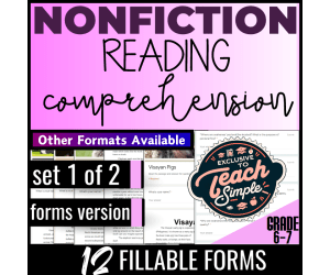 Reading Comprehension Passages Nonfiction Set 1 (Google Forms)