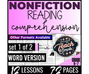 Reading Comprehension Passages Nonfiction Set 1 (Word)