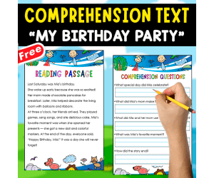 READING-COMPREHENSION TEXT + 4 ANCHOR CHART | MY BIRTHDAY PARTY