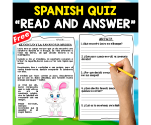 READING COMPREHENSION TEXT IN SPANISH | EL CONEJO Y LA ZANAHORIA