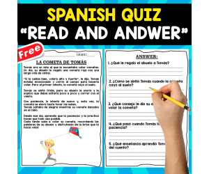 READING COMPREHENSION TEXT | LA COMETA DE TOMÁS | SPANISH RESOURCE