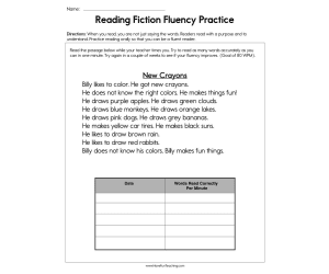 Reading Fiction Fluency Practice Worksheet