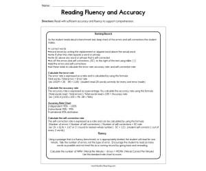 Reading Fluency and Accuracy Worksheet