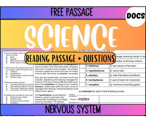 Reading Passage 25: Nervous System (Google Docs)